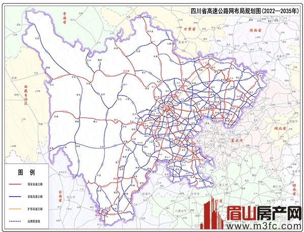 四川省高速公路网布局规划图(2022—2035年) 四川省高速公路网布局规划图(2022—2035年)
